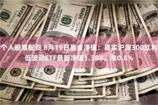 个人股票配资 8月19日基金净值：嘉实沪深300红利低波动ETF最新净值1.388，涨0.8%